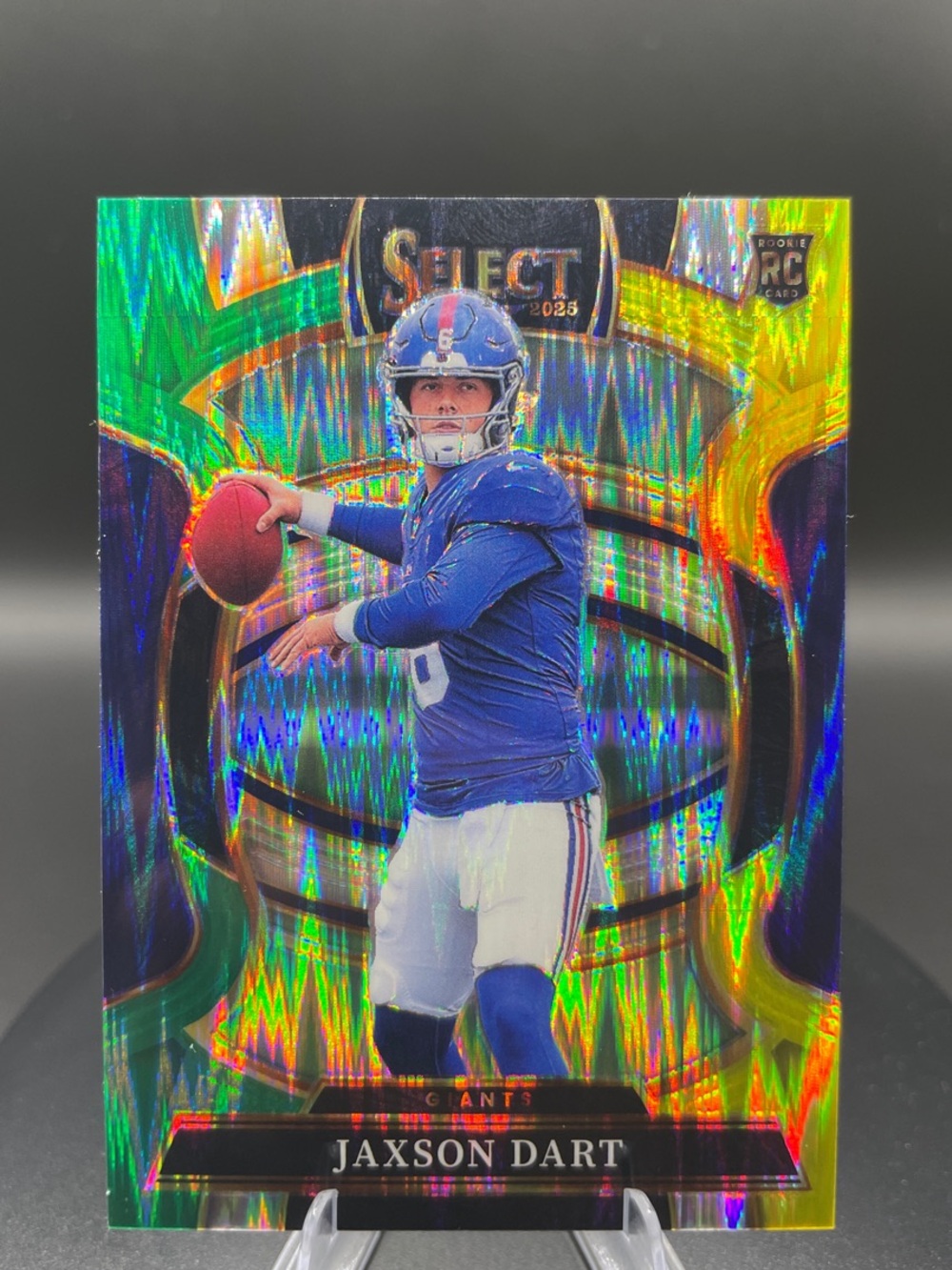 2025 Panini Select - Concourse Jaxson Dart #93 Green & Yellow Shock Prizm (RC)